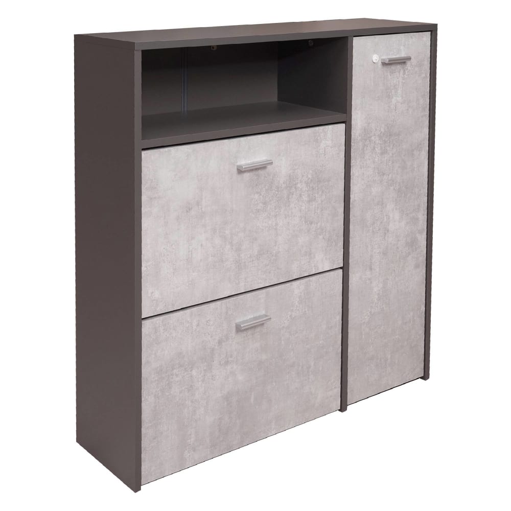 Wohnli Möbelsuche - Schuhschrank Holzeffekt anthrazit 92x27h94 cm