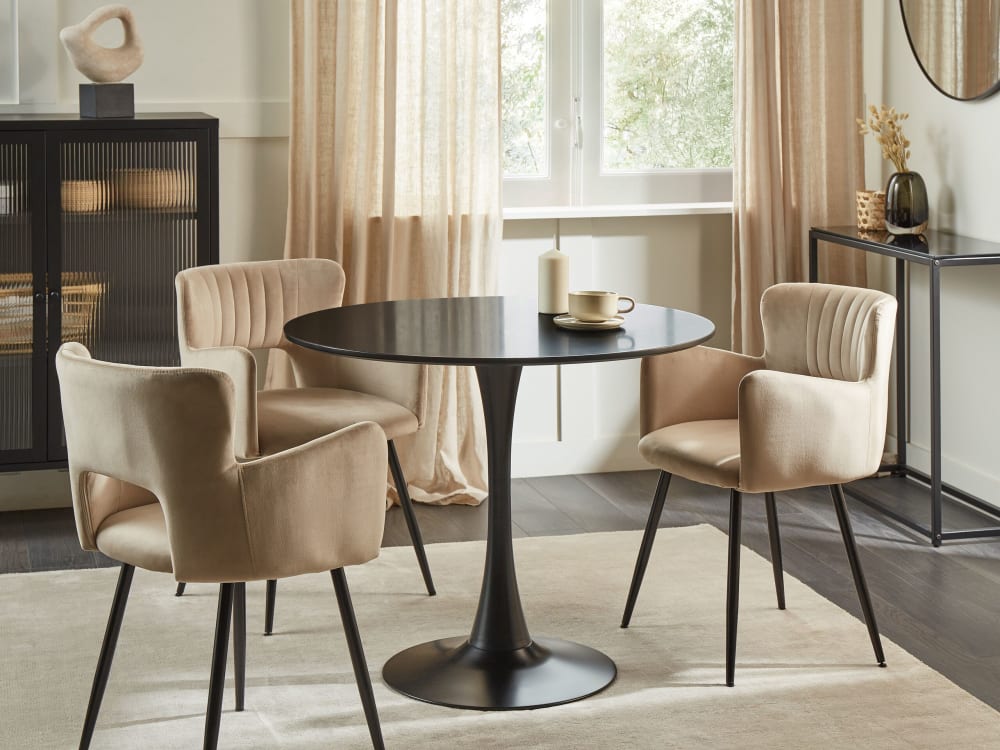 90x73x90cm Spanplatte Schwarz Beliani Möbel Esszimmermöbel Esstische