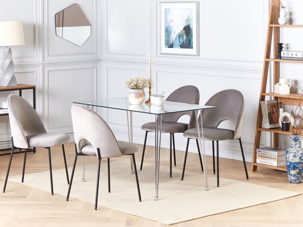 wohnli-moebel-suche-M22113457-1 120x74x120cm PVC und Synthetik Silber Beliani Möbel Esszimmermöbel Esstische