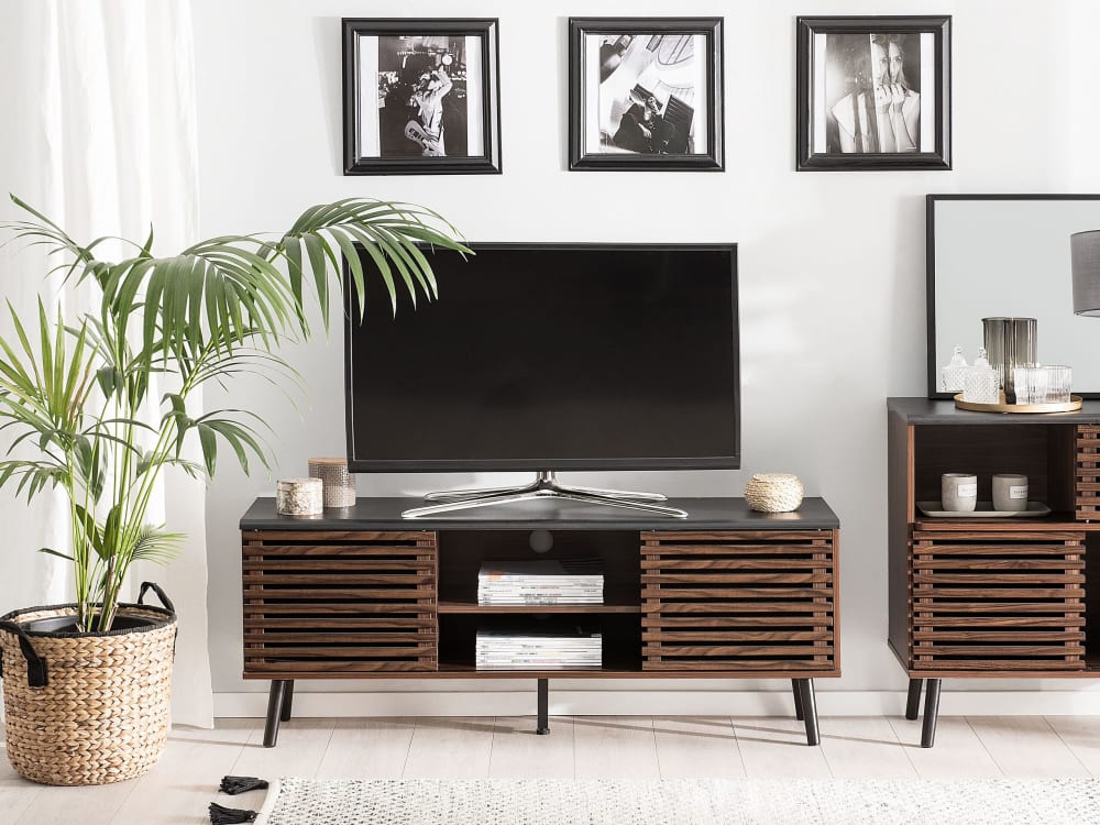 wohnli-moebel-suche-M22116316-1 TV-Möbel Schwarz 40x54x140cm Spanplatte Braun Beliani Möbel Wohnzimmermöbel TV-Möbel