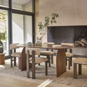 Tisch aus massivem Mangoholz mit Walnuss-Finish 6/8 Pers. 180x77x180cm Holz Braun BERAH GETAH Möbel Esszimmermöbel Esstische