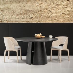 Runder 4-Sitzer-Tisch aus schwarzem Holz Ø137 H75 cm 137x75x137cm Holz Schwarz TEULAT Möbel Esszimmermöbel Esstische