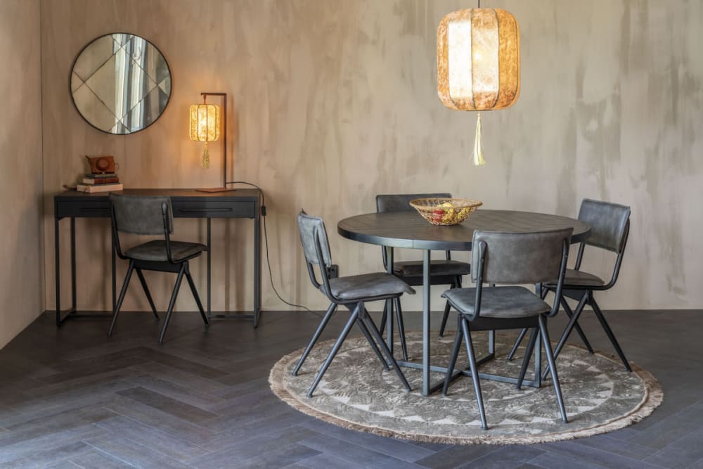 Runder Esstisch aus Akazienholz und Stahl schwarz 120x75x120cm Holz Schwarz Dutchbone Möbel Esszimmermöbel Esstische