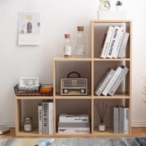 wohnli-moebel-suche-M22117686-1 Bücherregal mit 6 Fächern aus beigem MDF 98x98x29cm Spanplatte Beige Mobili Rebecca Möbel Wohnzimmermöbel Bücherregale