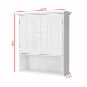 Wandschrank mit 2 Türen und 1 Regal aus weißem MDF 56x58x12cm Spanplatte Weiß Mobili Rebecca Möbel Badezimmermöbel