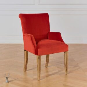 wohnli-moebel-suche-M22118671-1 Holz- und Samttischstuhl Ziegelrot 55x95x65cm Holz Grau Robin des Bois Möbel Esszimmermöbel Stühle