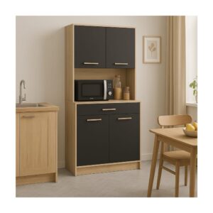 Dekor Holz und Schwarz - L83 cm