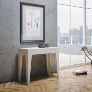 Ausziehbarer Konsolentisch 90x42/302cm in Holzoptik Esche weiß 90x77x42cm Spanplatte Weiß Itamoby Möbel Wohnzimmermöbel Konsolentische