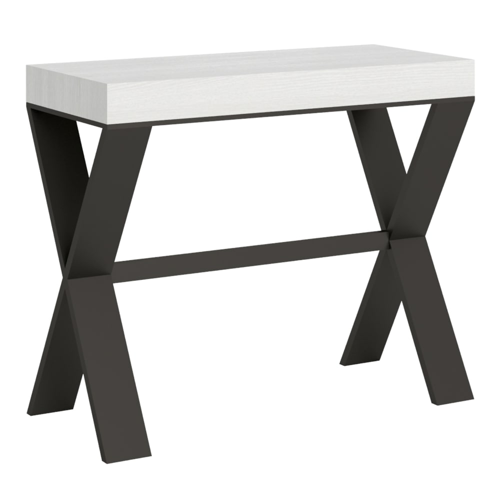 wohnli-moebel-suche-M22121175 Wohnli Möbelsuche - Ausziehbarer Konsolentisch 90x40/300cm in Holzoptik Esche weiß