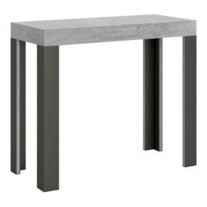 Wohnli Möbelsuche - Ausziehbarer Konsolentisch 90x40/196cm in Holzoptik Zementgrau