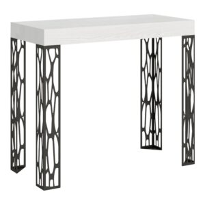 Wohnli Möbelsuche - Ausziehbarer Konsolentisch 90x40/196cm in Holzoptik Esche weiß