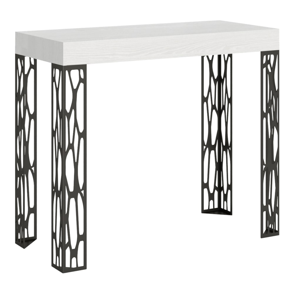 wohnli-moebel-suche-M22121235 Wohnli Möbelsuche - Ausziehbarer Konsolentisch 90x40/196cm in Holzoptik Esche weiß