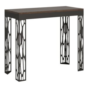 wohnli-moebel-suche-M22121254 Wohnli Möbelsuche - Ausziehbarer Konsolentisch 90x40/300cm in Holzoptik Nussbaum