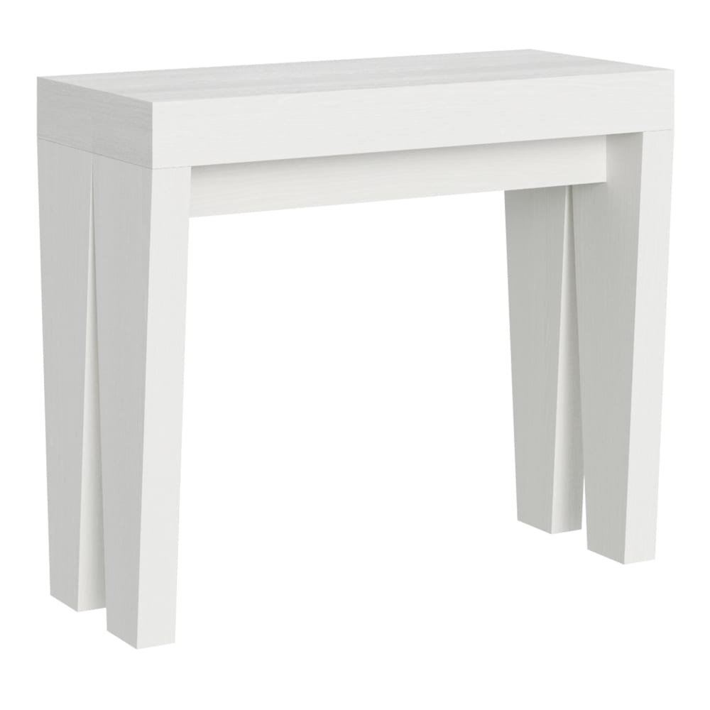 wohnli-moebel-suche-M22121256 Wohnli Möbelsuche - Ausziehbarer Konsolentisch 90x40/300cm in Holzoptik Esche weiß