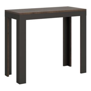 wohnli-moebel-suche-M22121301 Wohnli Möbelsuche - Ausziehbarer Konsolentisch 90x40/196cm in Holzoptik Nussbaum