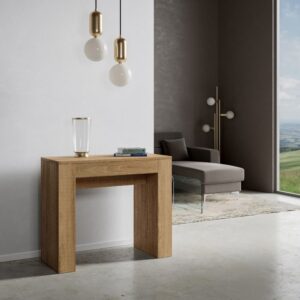 Ausziehbarer Konsolentisch 90x42/198cm in Holzoptik Eiche Natur 90x77x42cm Spanplatte Braun Itamoby Möbel Wohnzimmermöbel Konsolentische