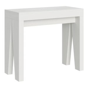 wohnli-moebel-suche-M22121332 Wohnli Möbelsuche - Ausziehbarer Konsolentisch 90x40/196cm in Holzoptik Esche weiß