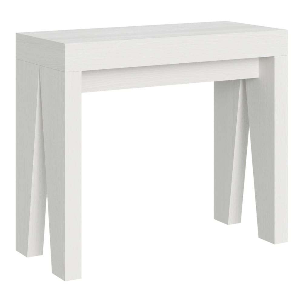 wohnli-moebel-suche-M22121332 Wohnli Möbelsuche - Ausziehbarer Konsolentisch 90x40/196cm in Holzoptik Esche weiß