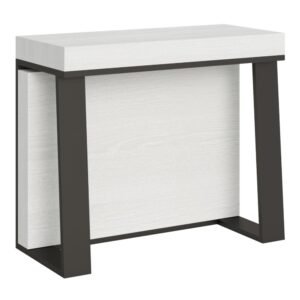 Wohnli Möbelsuche - Ausziehbarer Konsolentisch 90x40/288cm in Holzoptik Esche weiß