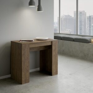 Ausziehbarer Konsolentisch 90x48/308cm in Holzoptik Nussbaumbraun 90x77x48cm Spanplatte Braun Itamoby Möbel Wohnzimmermöbel Konsolentische