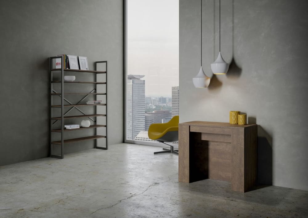 Ausziehbarer Konsolentisch 90x48/296cm in Holzoptik Nussbaumbraun 90x77x48cm Spanplatte Braun Itamoby Möbel Wohnzimmermöbel Konsolentische