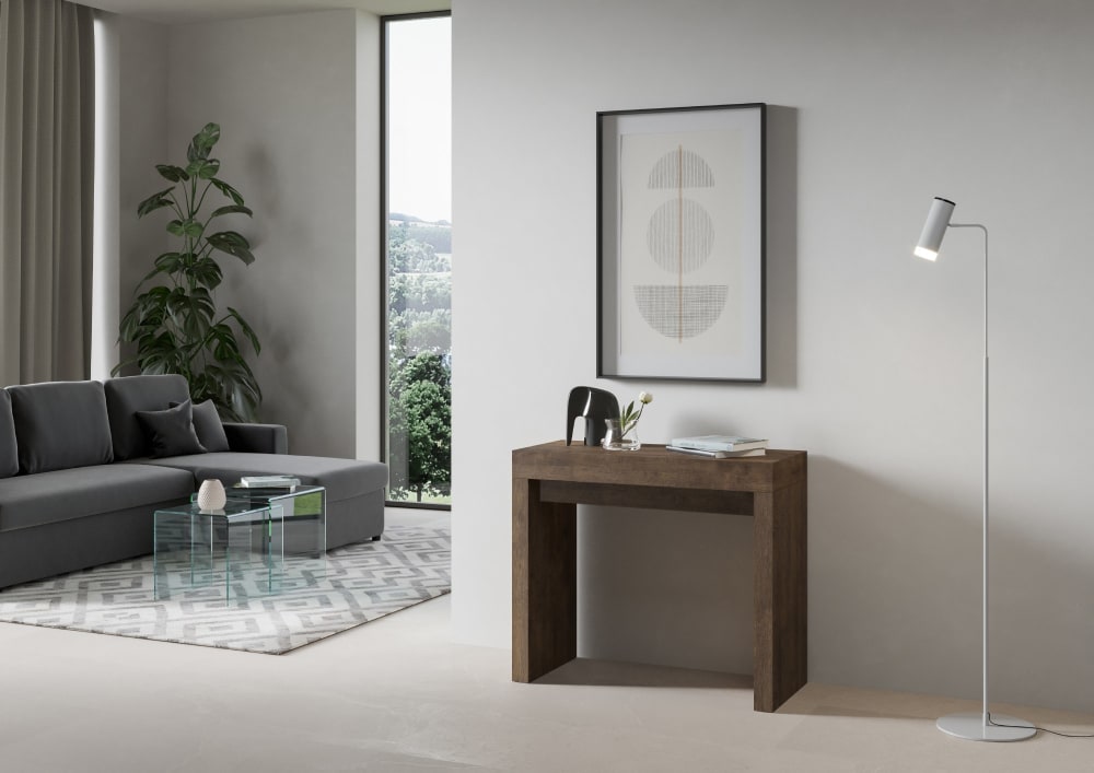 Ausziehbarer Konsolentisch 90x40/300cm in Holzoptik Nussbaumbraun 90x77x40cm Spanplatte Braun Itamoby Möbel Wohnzimmermöbel Konsolentische