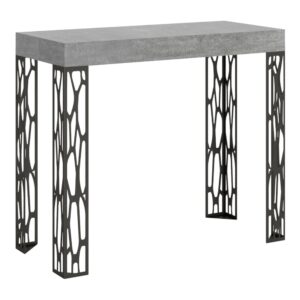 wohnli-moebel-suche-M22121616 Wohnli Möbelsuche - Ausziehbarer Konsolentisch 90x40/300cm in Holzoptik Zementgrau