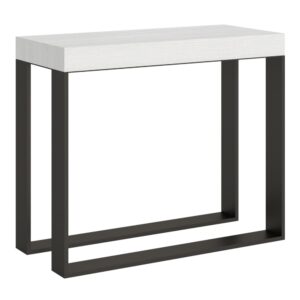 Wohnli Möbelsuche - Ausziehbarer Konsolentisch 90x40/196cm in Holzoptik Esche weiß