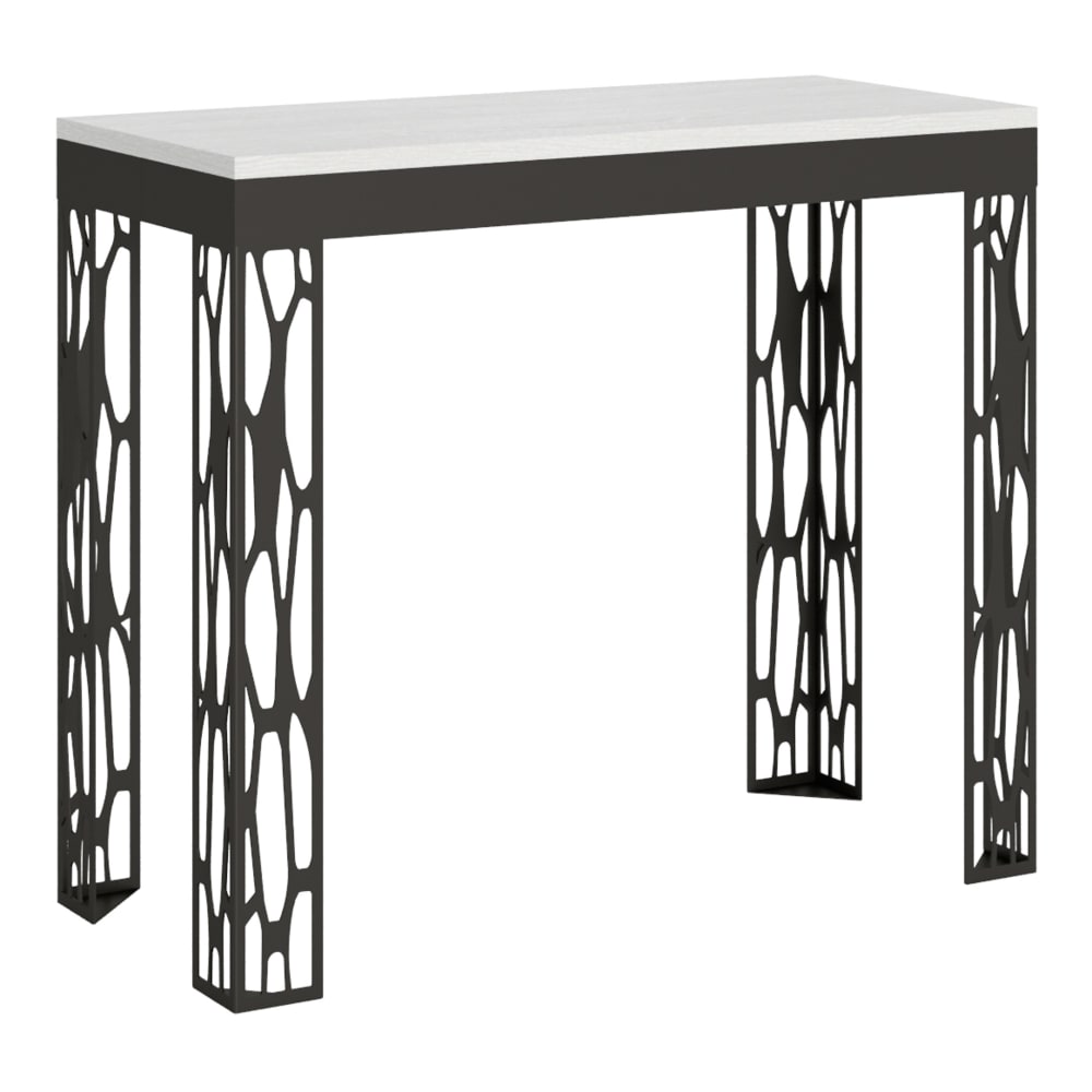 wohnli-moebel-suche-M22121648 Wohnli Möbelsuche - Ausziehbarer Konsolentisch 90x40/300cm in Holzoptik Esche weiß