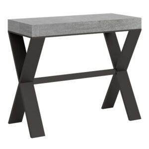 wohnli-moebel-suche-M22121689 Wohnli Möbelsuche - Ausziehbarer Konsolentisch 90x40/300cm in Holzoptik Zementgrau