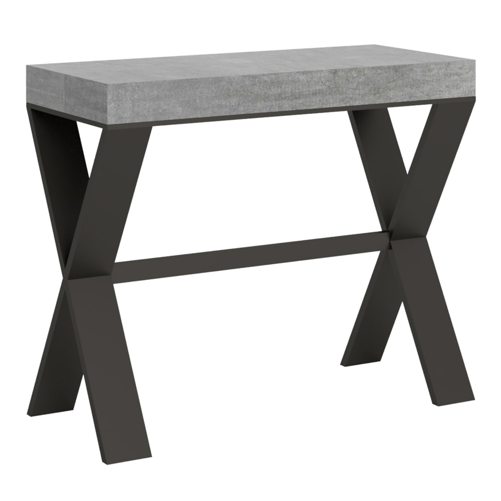 Wohnli Möbelsuche - Ausziehbarer Konsolentisch 90x40/300cm in Holzoptik Zementgrau