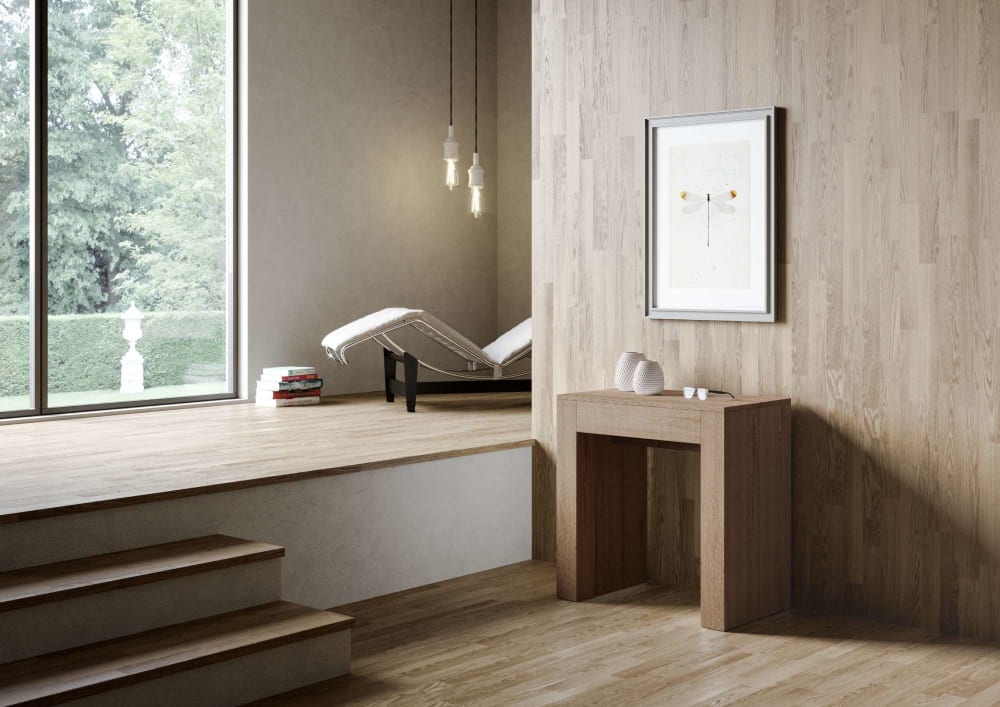 Ausziehbarer Konsolentisch 78x47/299cm in Holzoptik Eiche Natur 78x80x47cm Spanplatte Braun Itamoby Möbel Wohnzimmermöbel Konsolentische