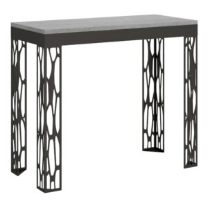 Wohnli Möbelsuche - Ausziehbarer Konsolentisch 90x40/196cm in Holzoptik Zementgrau