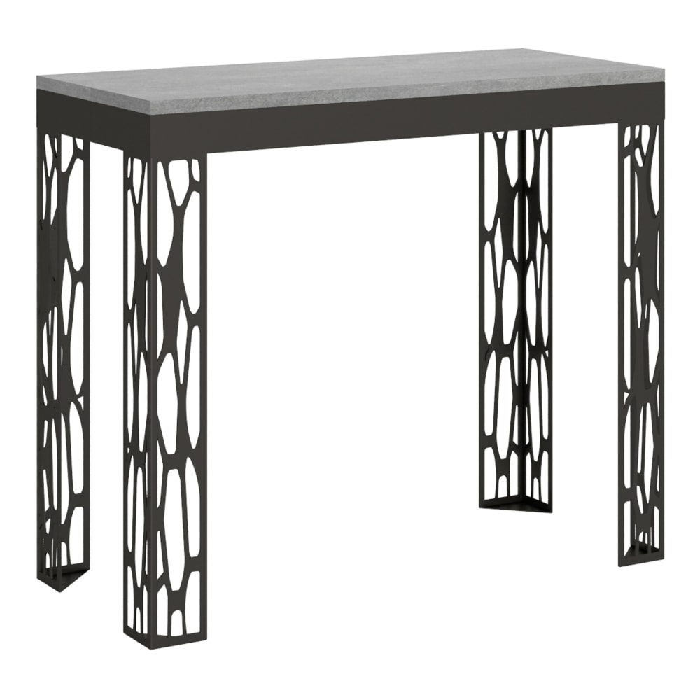 wohnli-moebel-suche-M22121713 Wohnli Möbelsuche - Ausziehbarer Konsolentisch 90x40/196cm in Holzoptik Zementgrau