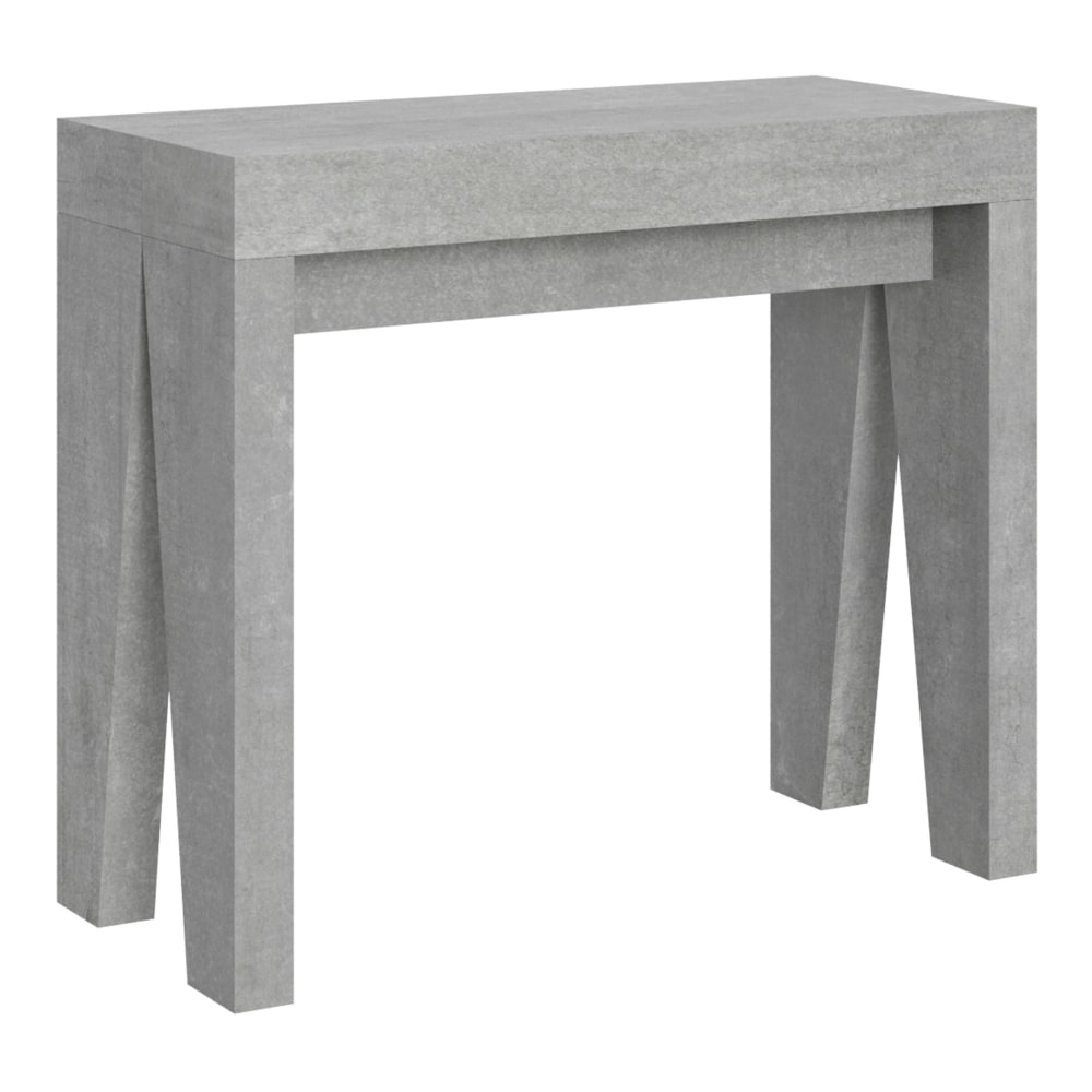 wohnli-moebel-suche-M22121948 Wohnli Möbelsuche - Ausziehbarer Konsolentisch 90x40/196cm in Holzoptik Zementgrau