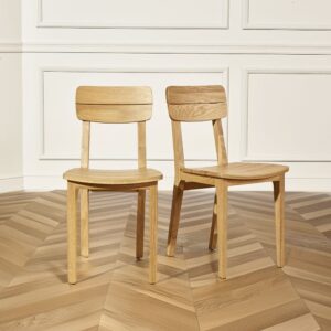 wohnli-moebel-suche-M22122775-1 Set aus 2 Eichenstühlen helle Tönung 42x82x50cm Holz Braun Robin des Bois Möbel Esszimmermöbel Stühle