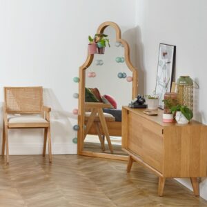 Sessel aus Geflecht und natürlichem Leinen Beige 54x86x54cm Holz Beige Robin des Bois Möbel Esszimmermöbel Stühle
