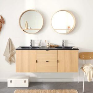 wohnli-moebel-suche-M22122958-1 Doppelwaschtisch + Spiegel 140x52x46cm Holz Braun Mob In Möbel Badezimmermöbel Waschtische