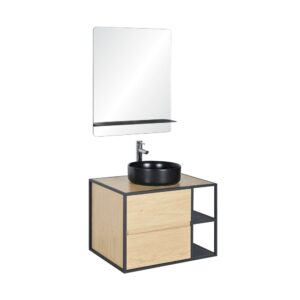 Wohnli Möbelsuche - Einzelwaschtisch-Unterschrank 70 cm + Waschbecken + Spiegel