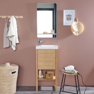 wohnli-moebel-suche-M22122979-1 Handwaschbecken- und Spiegel-Set 23x88x41cm Holz Braun Mob In Möbel Badezimmermöbel Waschtische