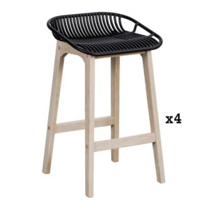 wohnli-moebel-suche-M22123084-1 Lot de chaises d'îlot et bar en chêne et assise plastique 65cm 45x65x43cm Holz Schwarz Mob In Möbel Esszimmermöbel Barhocker