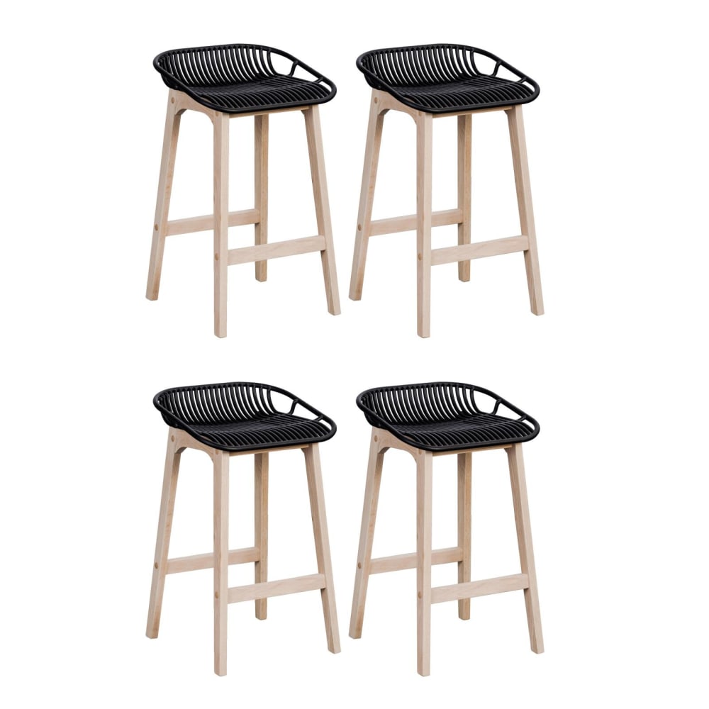 Wohnli Möbelsuche - Lot de chaises d'îlot et bar  en chêne et assise plastique 65cm