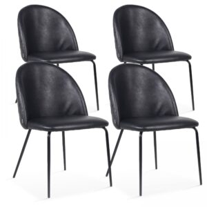 Wohnli Möbelsuche - 4er-Set Stühle aus Kunstleder Schwarz