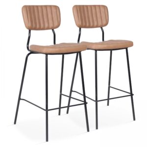 Wohnli Möbelsuche - 2er-Set Hochstühle aus Kunstleder Braun
