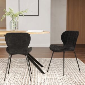2er Set Stühle aus schwarzem Samt 53x79x48cm Samt Schwarz Rendez-Vous Déco Möbel Esszimmermöbel Stühle