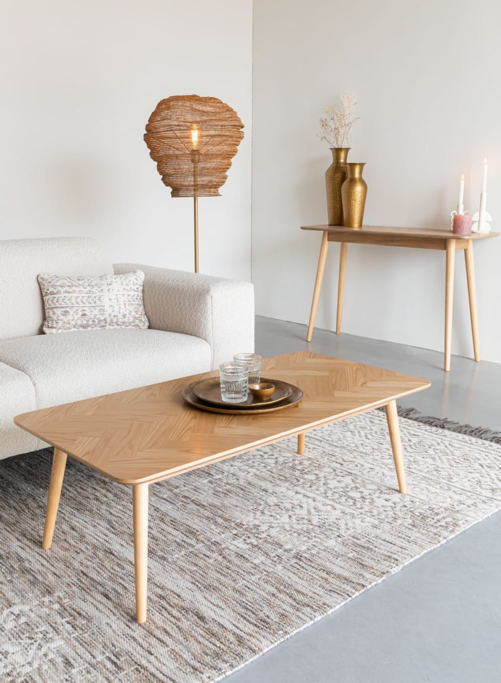 Rechteckiger Couchtisch aus hellem Holz 120x40x60cm Holz Braun White label Möbel Wohnzimmermöbel Couchtische