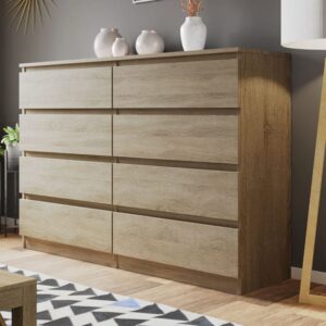wohnli-moebel-suche-M22130467-1 Celia - commode 8 tiroirs - effet bois - 139 cm - style contemporain 139x100x40cm Holz Braun Best Mobilier Möbel Schlafzimmermöbel Kommoden