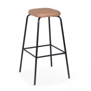 Set Hocker aus Kunstleder Braun 0x77x46cm Stoff Braun Oviala Möbel Esszimmermöbel Barhocker