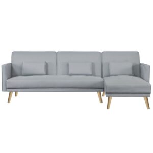wohnli-moebel-suche-M22131756 Wohnli Möbelsuche - Wendbares und ausziehbares 4-Sitzer-Ecksofa aus grauem Stoff