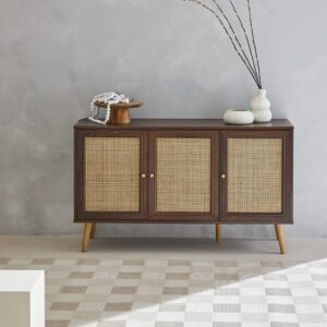 Sideboard mit Rattan-Geflecht, B 120 cm 120x70x39cm Spanplatte Braun sweeek Möbel Esszimmermöbel Sideboards, Highboards & niedrige Anrichten